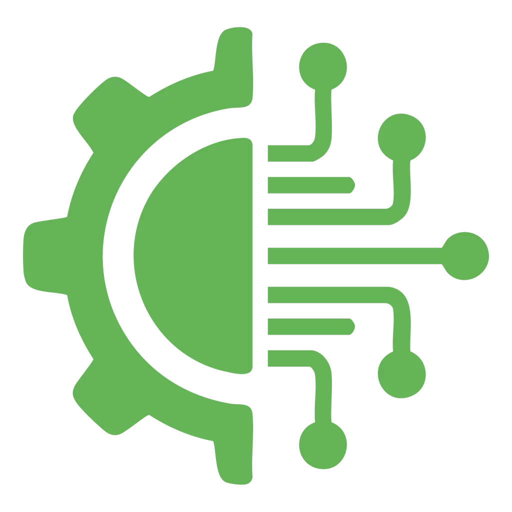 Green and white cogwheel logo, illustrating Miraai's focus on scrap, metal, and vehicle recycling efforts.