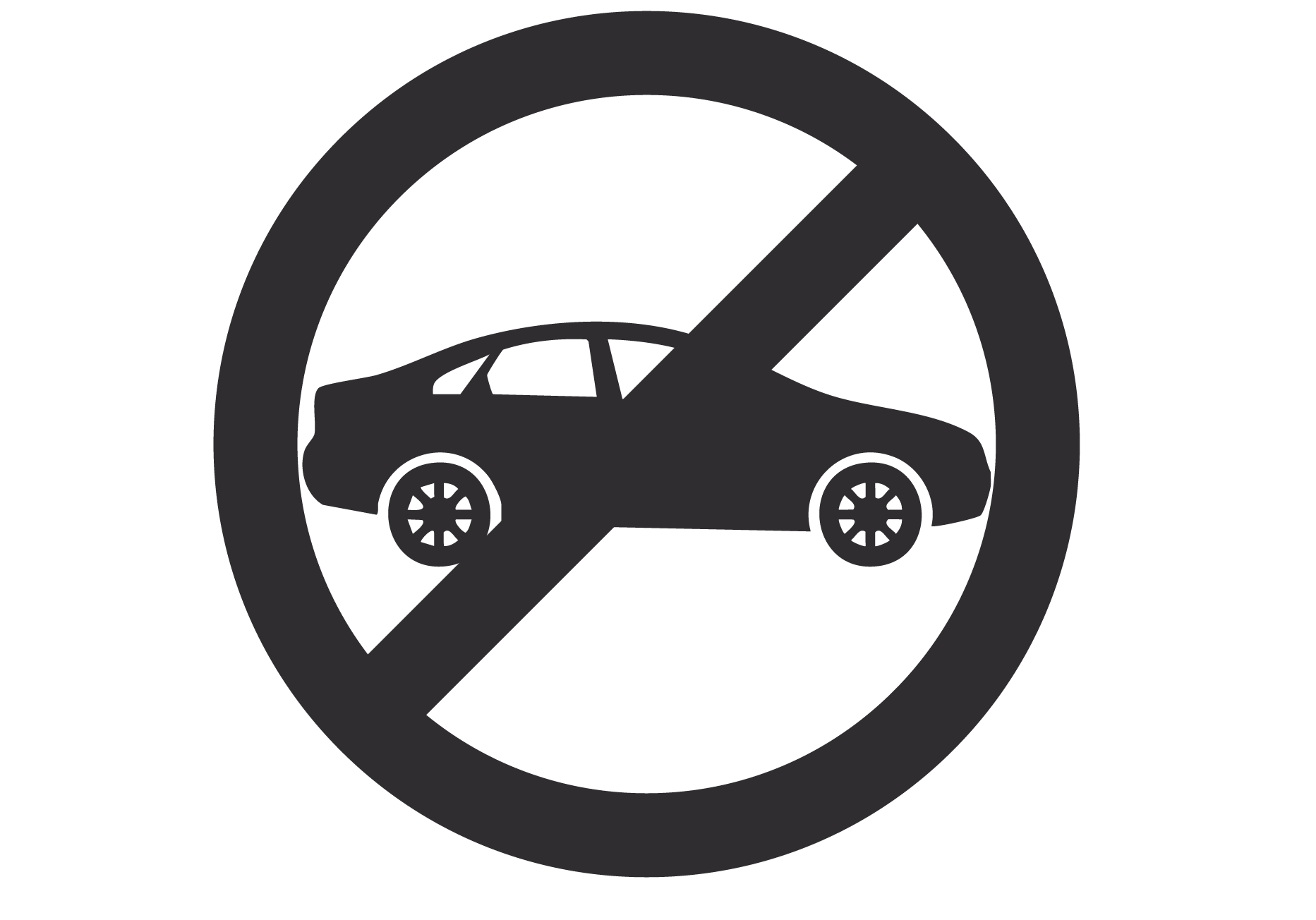 Illustration of a "No Car Allowed" sign, emphasizing regulations in scrap and metal recycling zones.