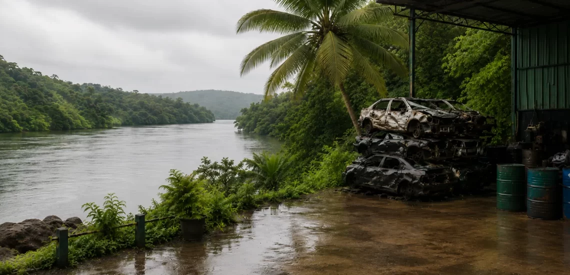 Car being scrapped at Miraai, a Government Registered Vehicle Scrapping Facility in Goa