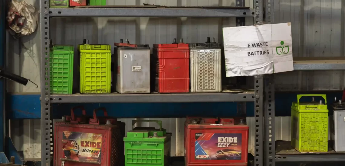 The removed batteries are stored safely.