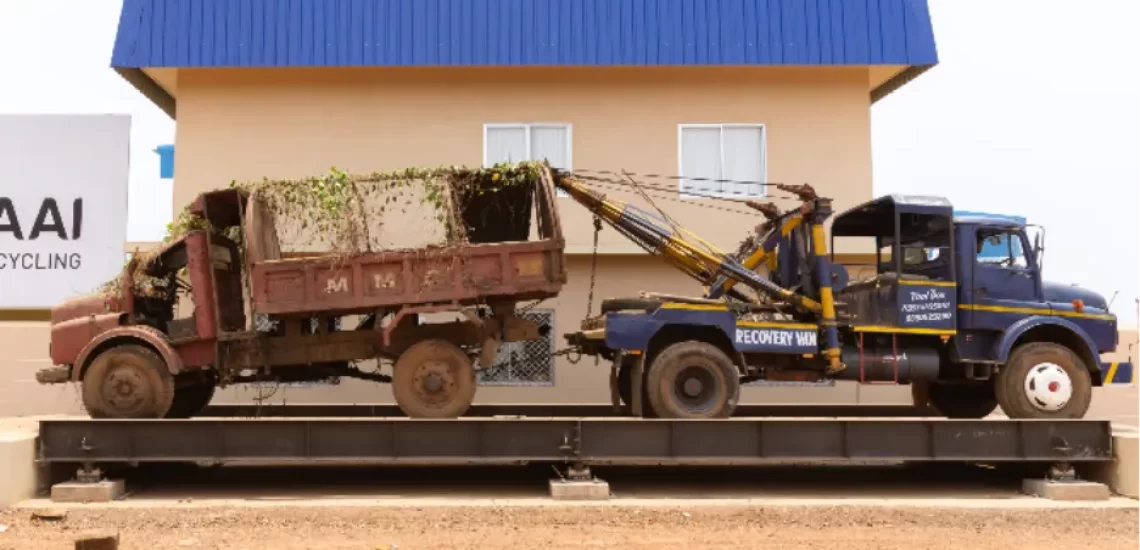 Scrapping of an end-of-life vehicle in Goa at MIRAAI Recycling Facility